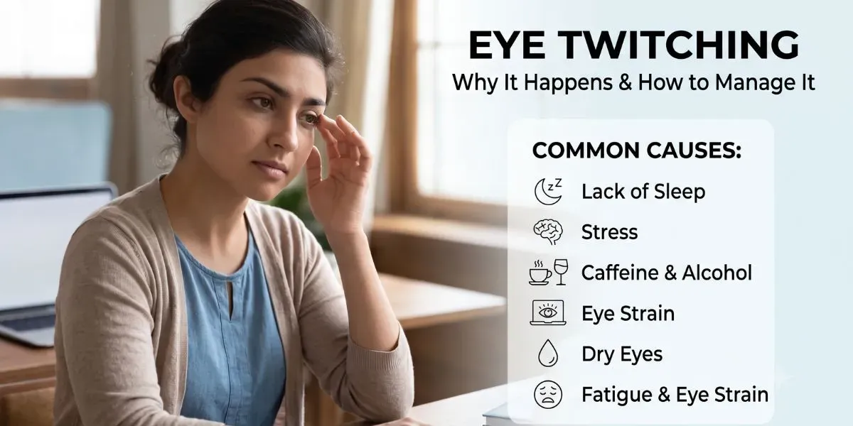 Close-up of an eye experiencing involuntary eyelid twitching (myokymia)