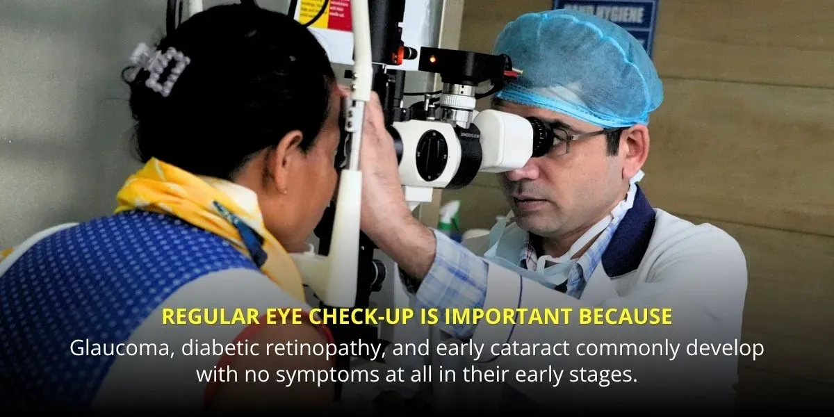 Doctor performing a comprehensive regular eye check-up on a patient