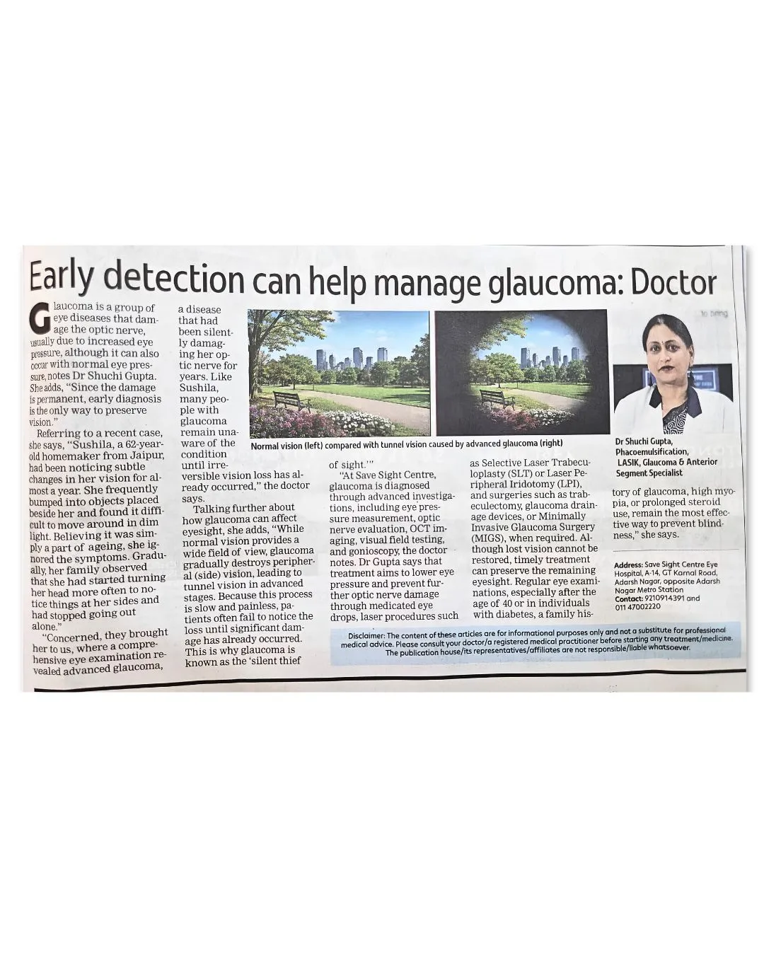 Early detection can help manage glaucoma: Doctor